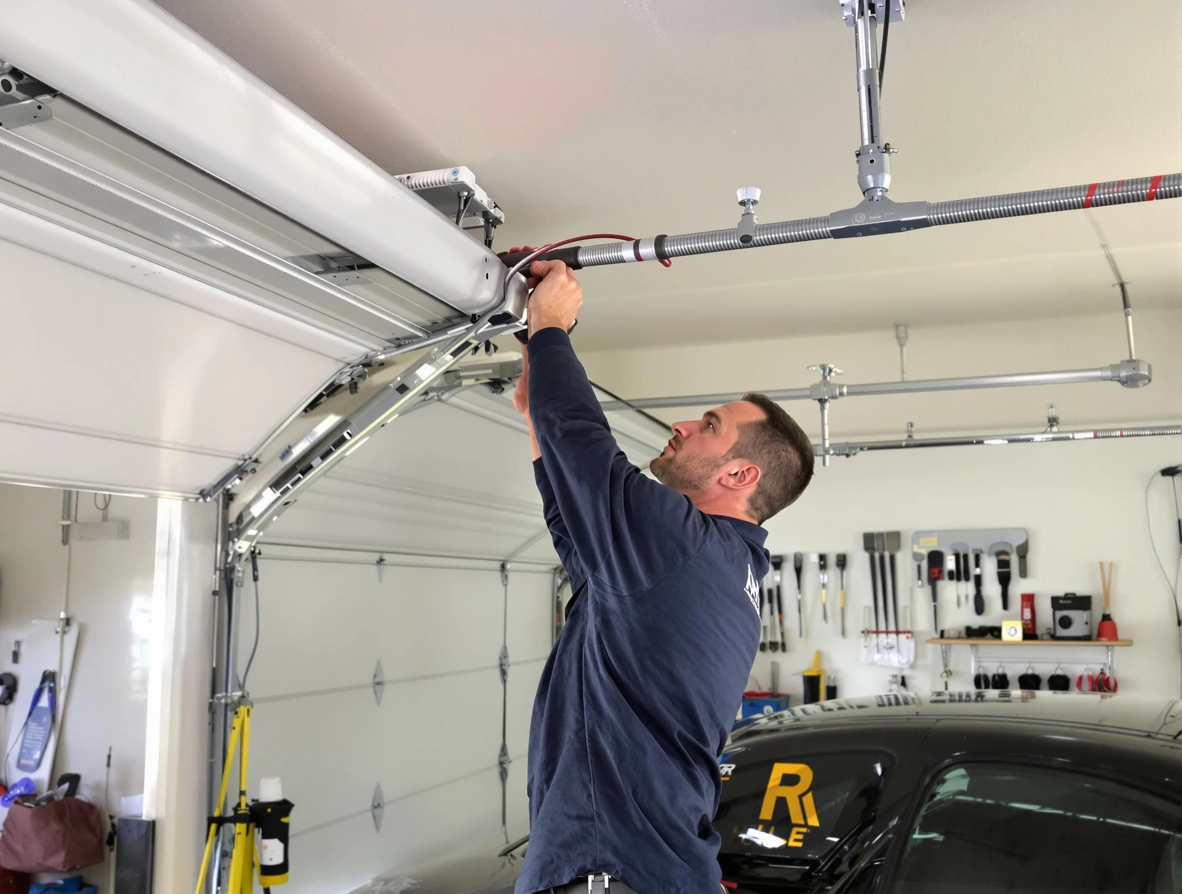 Dover Garage Door Repair technician performing garage door cable repair in Dover