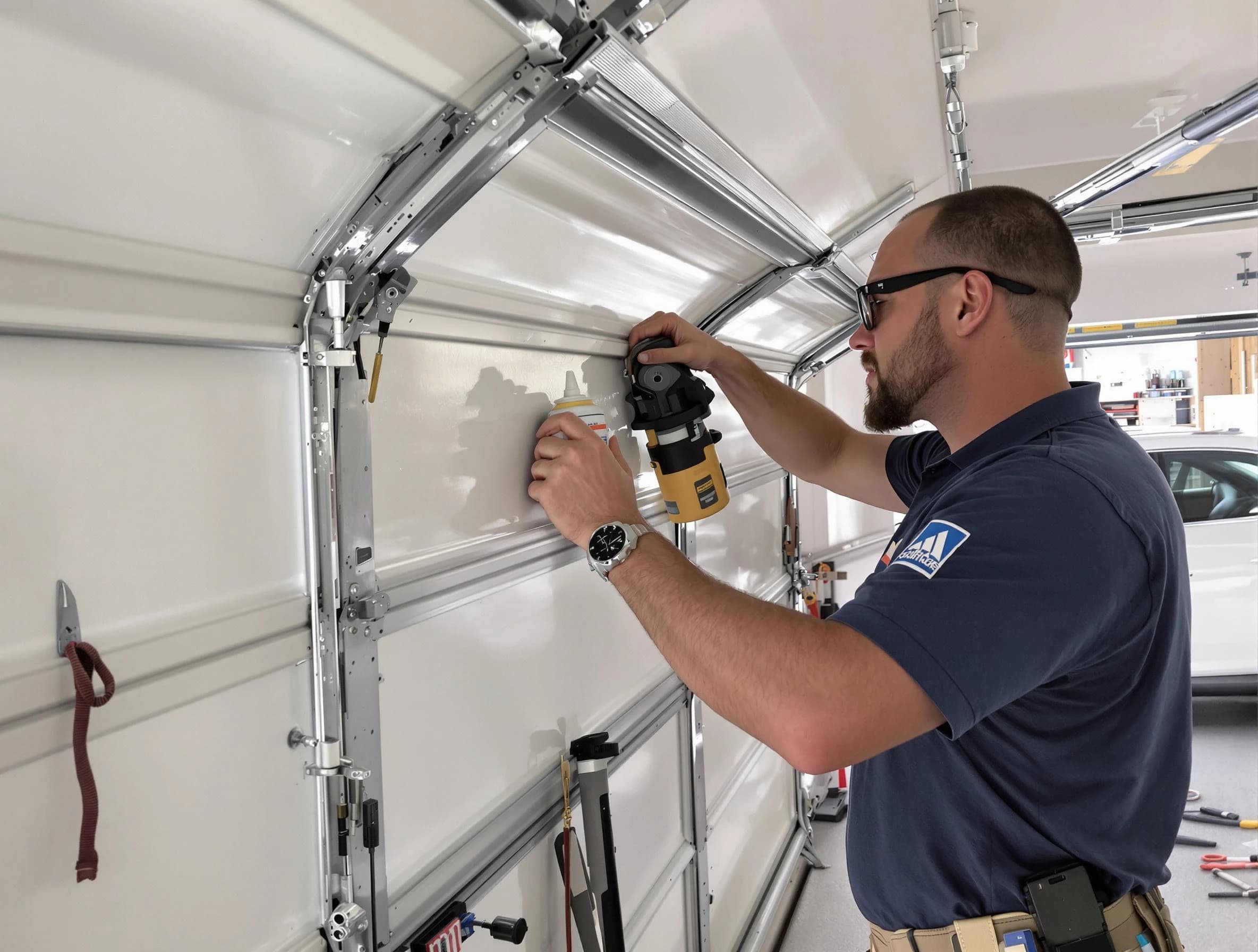 Dover Garage Door Repair technician performing comprehensive noise reduction service in Dover