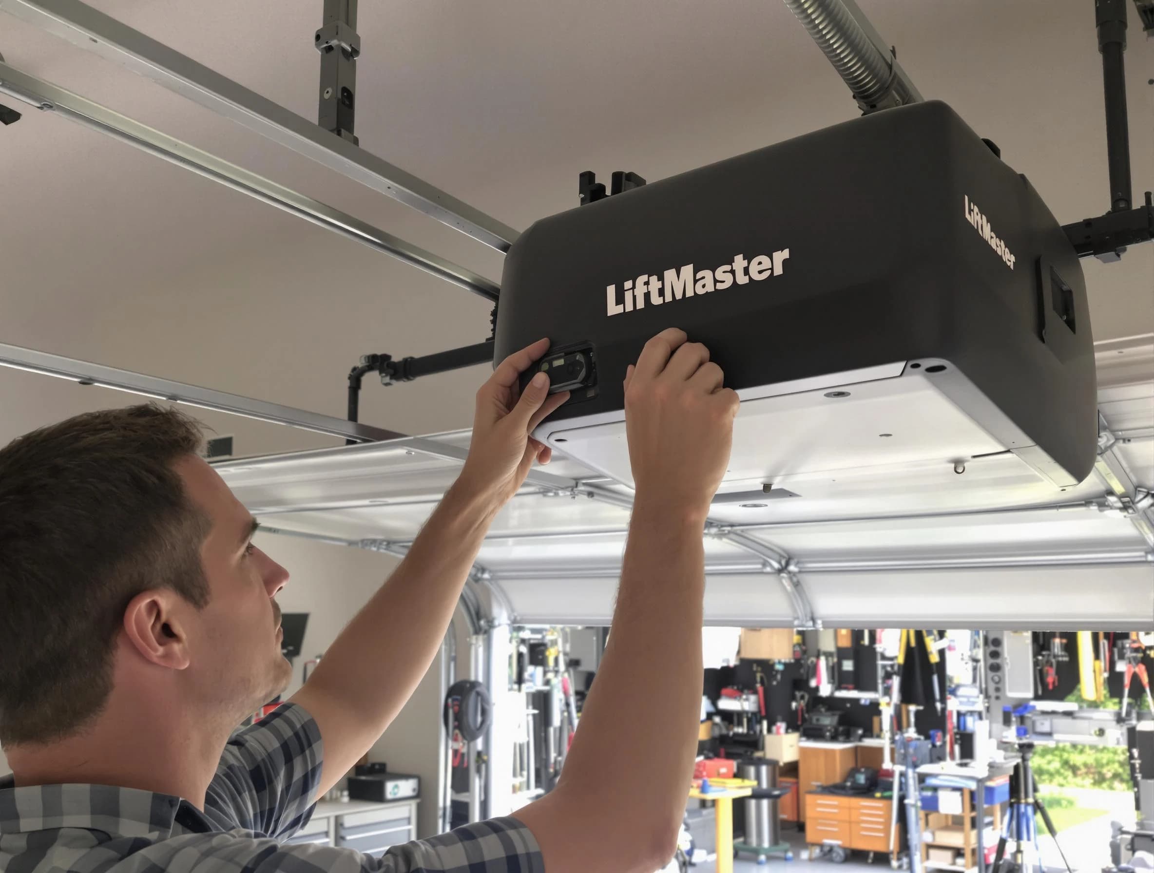 Dover Garage Door Repair technician repairing garage door opener in Dover