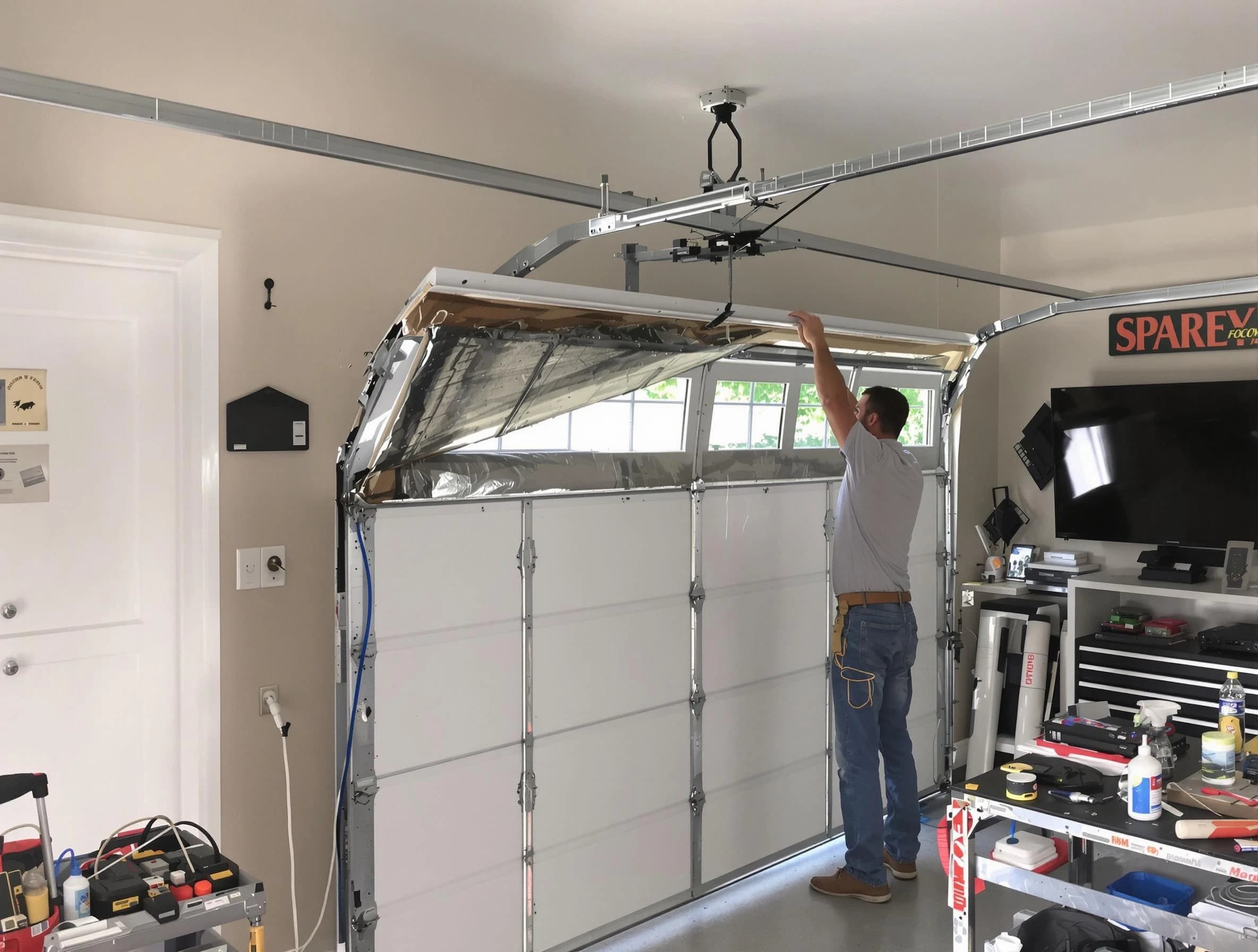 Garage door section replacement by Dover Garage Door Repair in Dover