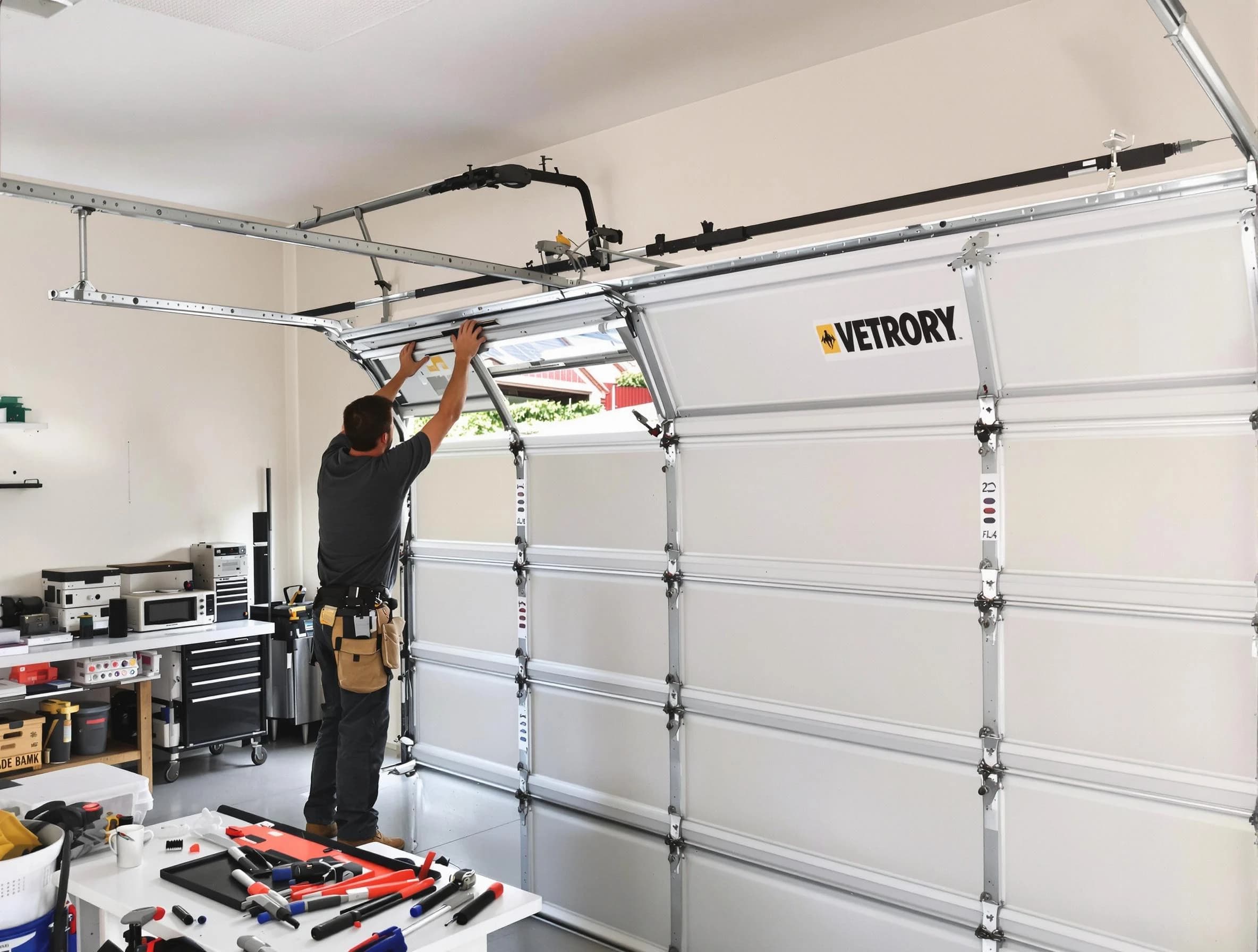 Dover Garage Door Repair technician performing section replacement in Dover