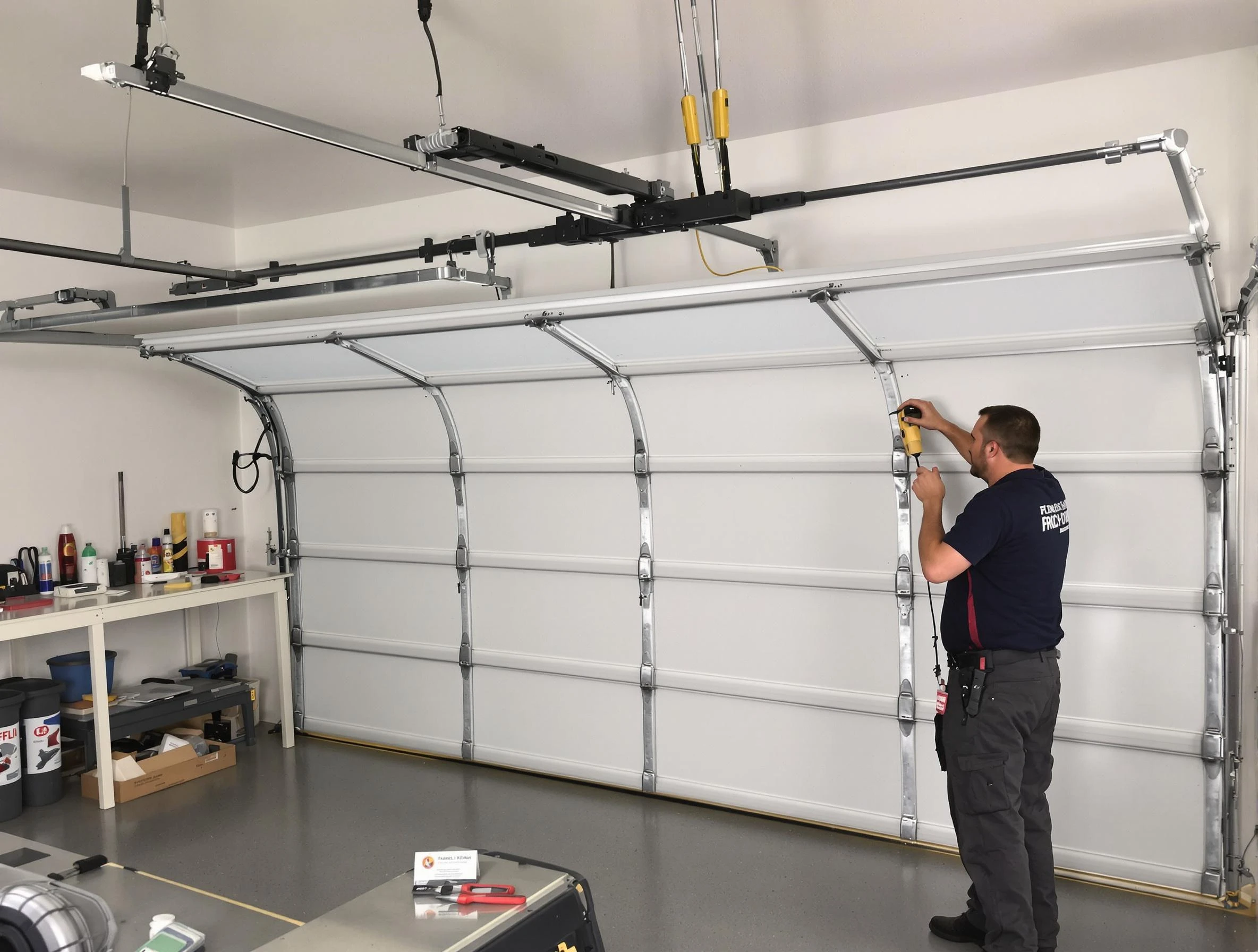 Dover Garage Door Repair certified technician performing overhead door system repair in Dover